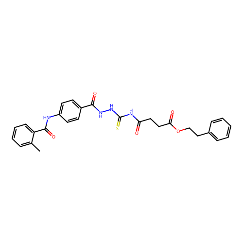 2-phenylethyl 4-{[(2-{4-[(2-methylbenzoyl)amino]benzoyl}hydrazino)carbonothioyl]amino}-4-oxobutanoate structure