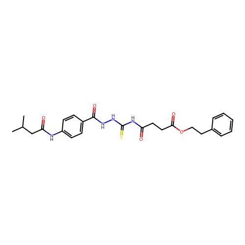 2-phenylethyl 4-{[(2-{4-[(3-methylbutanoyl)amino]benzoyl}hydrazino)carbonothioyl]amino}-4-oxobutanoate structure