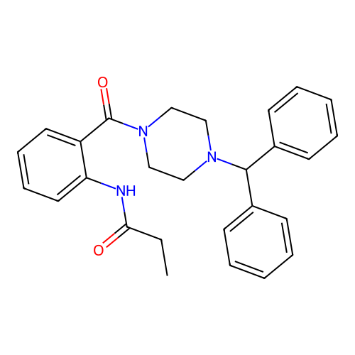 N-[2-(4-benzhydrylpiperazine-1-carbonyl)phenyl]propanamide structure