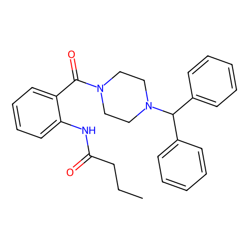 N-[2-(4-benzhydrylpiperazine-1-carbonyl)phenyl]butanamide structure