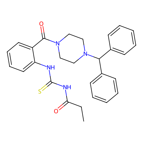 N-{2-[(4-benzhydryl-1-piperazinyl)carbonyl]phenyl}-N'-propionylthiourea structure