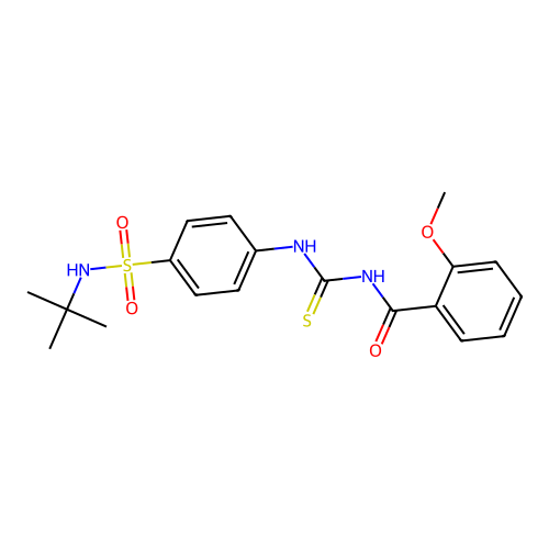 N-{[4-(tert-butylsulfamoyl)phenyl]carbamothioyl}-2-methoxybenzamide structure