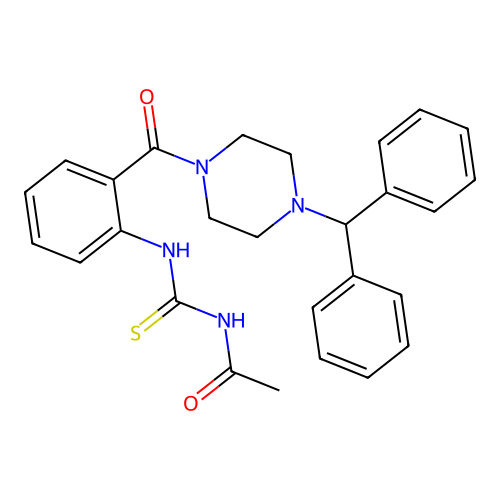 N-[[2-(4-benzhydrylpiperazine-1-carbonyl)phenyl]carbamothioyl]acetamide structure