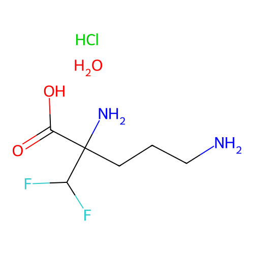 Ornithine, 2-(difluoromethyl)-, hydrochloride, hydrate (1:1:1) structure