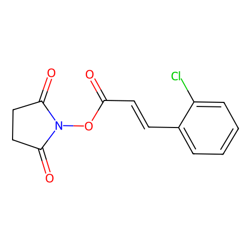 2,5-dioxoazolidinyl (2E)-3-(2-chlorophenyl)prop-2-enoate structure
