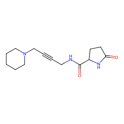 2-Pyrrolidinecarboxamide, 5-oxo-N-(4-(1-piperidinyl)-2-butynyl)-, (+-)- structure