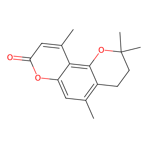 2,2,5,10-tetramethyl-3,4-dihydropyrano[2,3-f]chromen-8(2H)-one structure