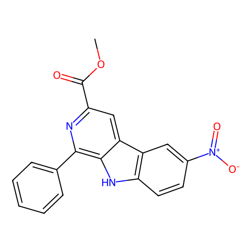 6-Nitro-1-phenyl-9H-pyrido(3,4-b)indole-3-carboxylic acid, Methyl ester structure