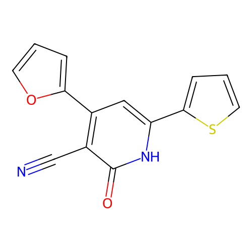 4-(2-Furyl)-2-oxo-6-(2-thienyl)-1,2-dihydro-3-pyridinecarbonitrile structure