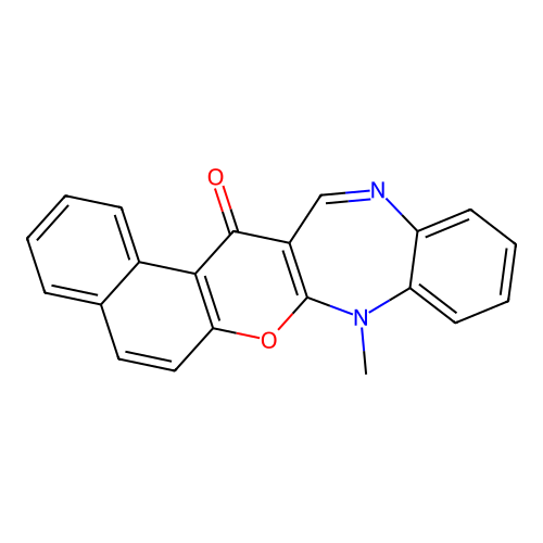 Naphtho(1',2':5,6)pyrano(2,3-b)(1,5)benzodiazepin-15(8H)-one, 8-methyl- structure