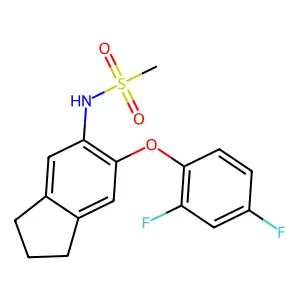 N-(6-(2,4-difluorophenoxy)indan-5-yl)methanesulfonamide structure