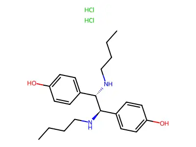 Phenol, 4,4'-(1,2-bis(butylamino)-1,2-ethanediyl)bis-, dihydrochloride, (R*,S*)- structure