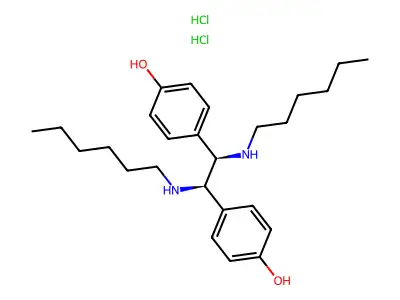 (R*,R*)-(+-)-4,4'-(1,2-Bis(hexylamino)-1,2-ethanediyl)bisphenol dihydrochloride structure