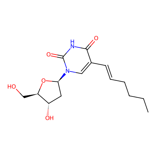 2'-Deoxy-5-(1-hexenyl)uridine structure