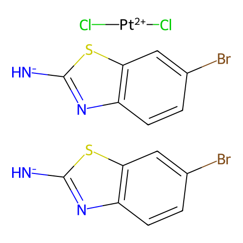 Bis((6-bromo-1,3-benzothiazol-2-yl)azanide);dichloroplatinum(2+) structure