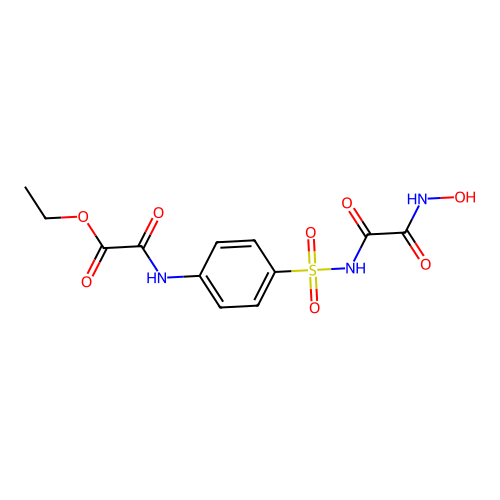 Acetic acid, ((4-((((hydroxyamino)oxoacetyl)amino)sulfonyl)phenyl)amino)oxo-, ethyl ester structure