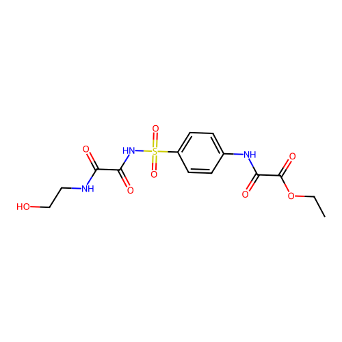 Acetic acid, ((4-((((2-hydroxyethyl)amino)oxoacetyl)amino)sulfonyl)phenyl)amino)oxo-, ethyl ester structure