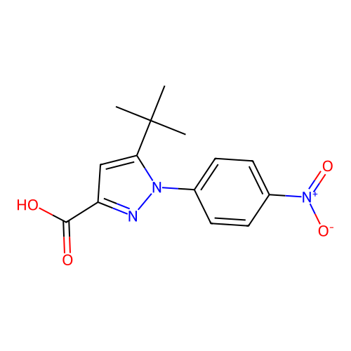 5-tert-Butyl-1-(4-nitro-phenyl)-1H-pyrazole-3-carboxylic acid structure
