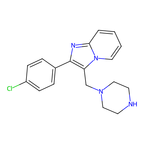 2-(4-Chlorophenyl)-3-(piperazin-1-ylmethyl)imidazo[1,2-a]pyridine structure