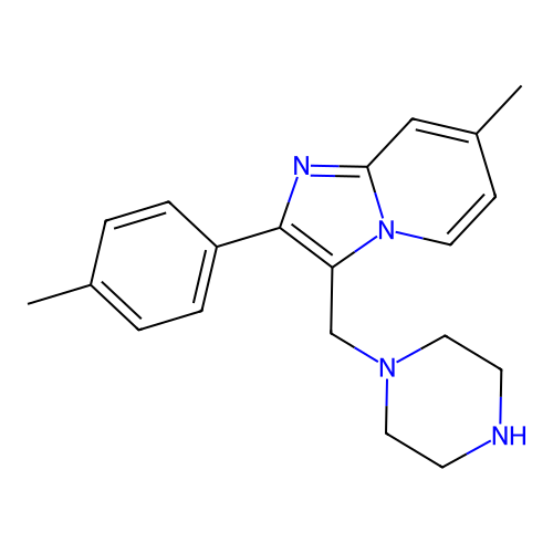 7-Methyl-3-(piperazin-1-ylmethyl)-2-(p-tolyl)imidazo[1,2-a]pyridine structure