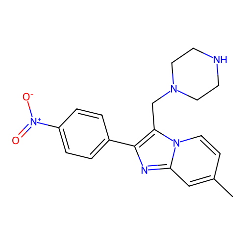 7-Methyl-2-(4-nitrophenyl)-3-piperazin-1-yl-methylimidazo[1,2-a]pyridine structure