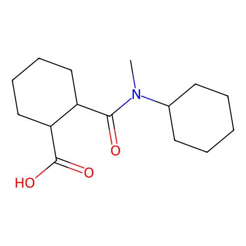 2-{[Cyclohexyl(methyl)amino]carbonyl}cyclohexanecarboxylic acid structure
