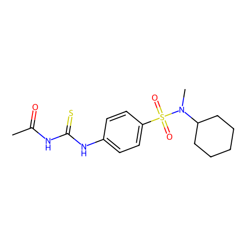 N-({4-[cyclohexyl(methyl)sulfamoyl]phenyl}carbamothioyl)acetamide structure