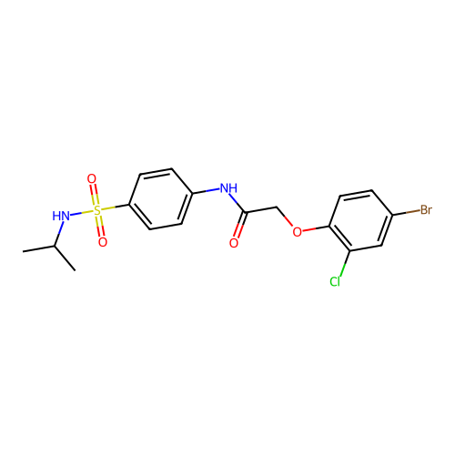 2-(4-bromo-2-chlorophenoxy)-N-{4-[(isopropylamino)sulfonyl]phenyl}acetamide structure