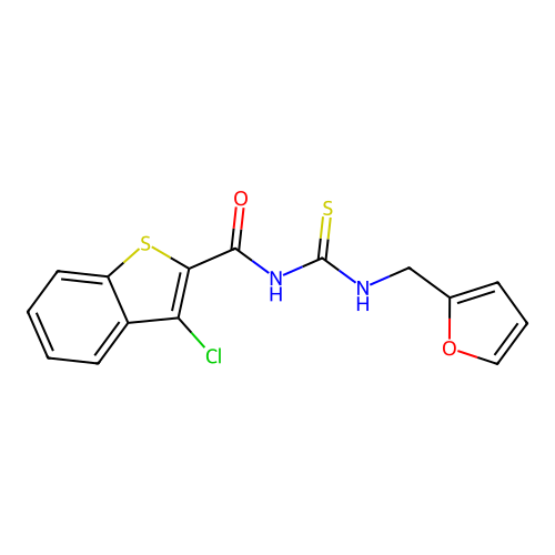 3-chloro-N-(furan-2-ylmethylcarbamothioyl)-1-benzothiophene-2-carboxamide structure