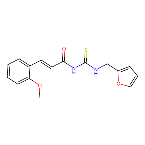 N-(furan-2-ylmethylcarbamothioyl)-3-(2-methoxyphenyl)prop-2-enamide structure