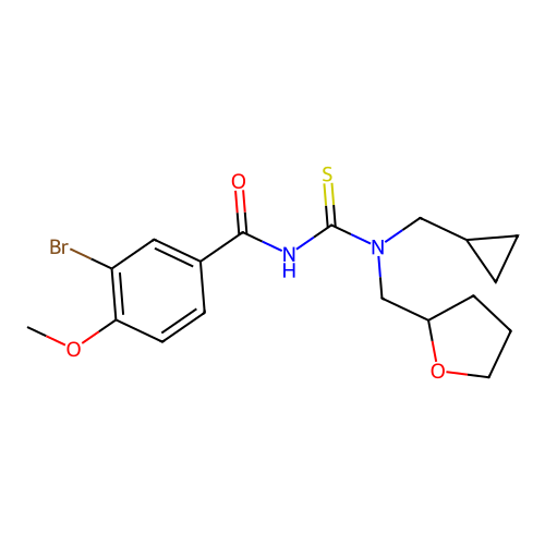 3-bromo-N-[cyclopropylmethyl(oxolan-2-ylmethyl)carbamothioyl]-4-methoxybenzamide structure