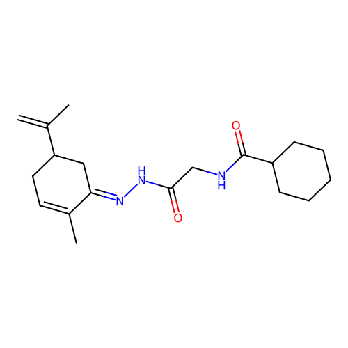 N-(2-{2-[2-Methyl-5-(prop-1-en-2-yl)cyclohex-2-en-1-ylidene]hydrazin-1-yl}-2-oxoethyl)cyclohexanecarboxamide structure