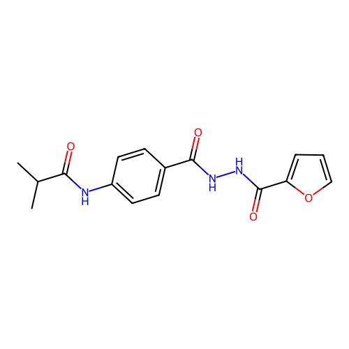 N-[4-[(furan-2-carbonylamino)carbamoyl]phenyl]-2-methylpropanamide structure