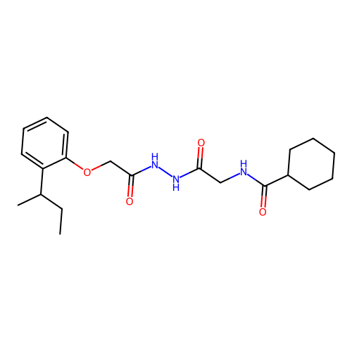 N-[2-[2-[2-(2-butan-2-ylphenoxy)acetyl]hydrazinyl]-2-oxoethyl]cyclohexanecarboxamide structure