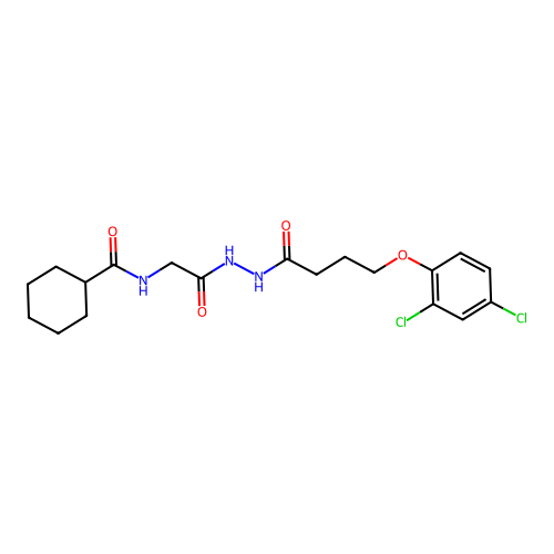 N-[2-[2-[4-(2,4-dichlorophenoxy)butanoyl]hydrazinyl]-2-oxoethyl]cyclohexanecarboxamide structure