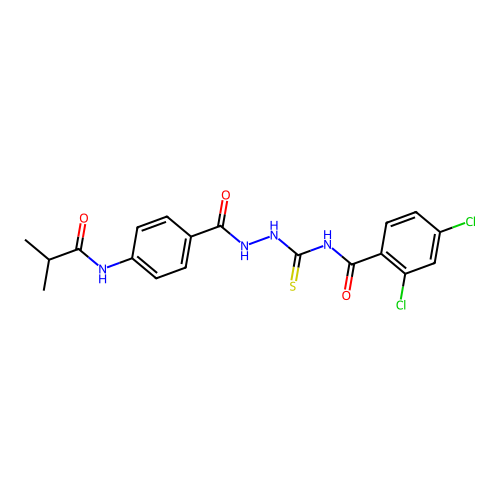 2,4-dichloro-N-({2-[4-(isobutyrylamino)benzoyl]hydrazino}carbonothioyl)benzamide structure