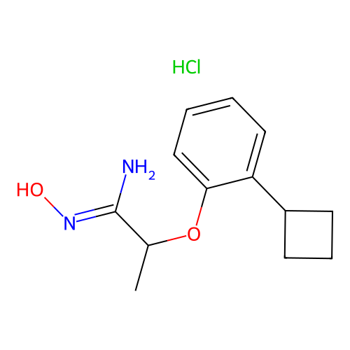 2-(2-cyclobutylphenoxy)-N'-hydroxypropanimidamide;hydrochloride structure