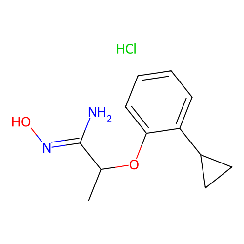 2-(2-cyclopropylphenoxy)-N'-hydroxypropanimidamide;hydrochloride structure