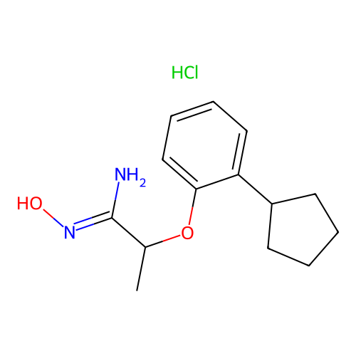 2-(2-cyclopentylphenoxy)-N'-hydroxypropanimidamide;hydrochloride structure