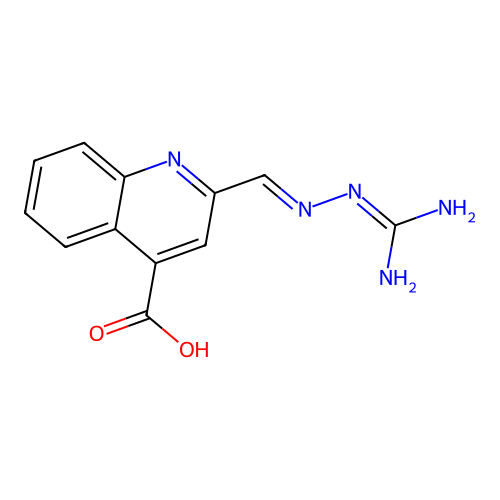 Cinchoninic acid, 2-formyl-, amidinohydrazone structure