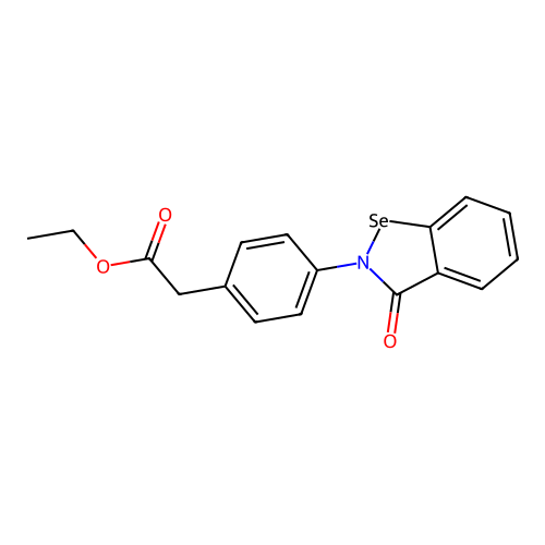 Benzeneacetic acid, 4-(3-oxo-1,2-benzisoselenazol-2(3H)-yl)-, ethyl ester structure