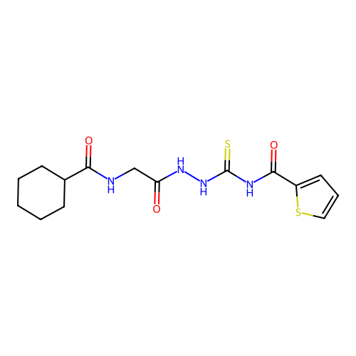 N-[[[2-(cyclohexanecarbonylamino)acetyl]amino]carbamothioyl]thiophene-2-carboxamide structure