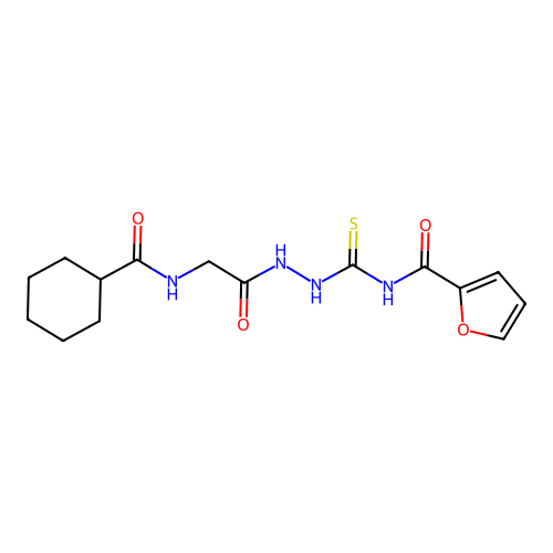 N-[[[2-(cyclohexanecarbonylamino)acetyl]amino]carbamothioyl]furan-2-carboxamide structure
