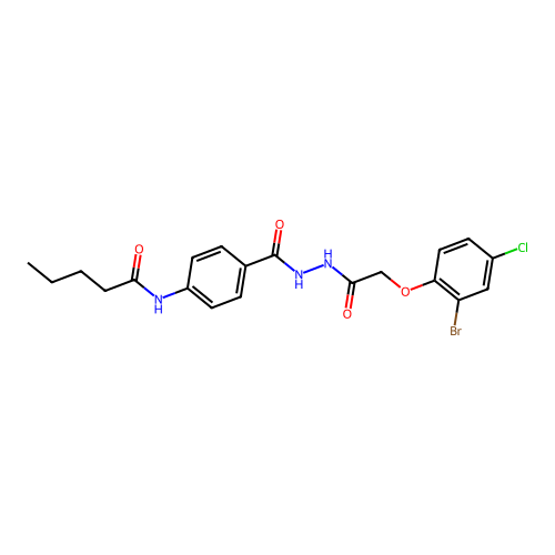 N-[4-[[[2-(2-bromo-4-chlorophenoxy)acetyl]amino]carbamoyl]phenyl]pentanamide structure