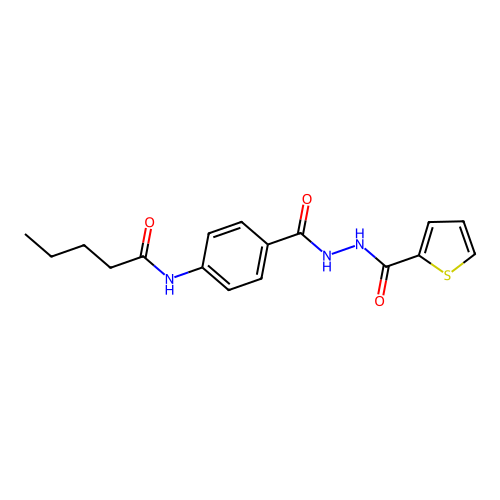 N-[4-[(thiophene-2-carbonylamino)carbamoyl]phenyl]pentanamide structure