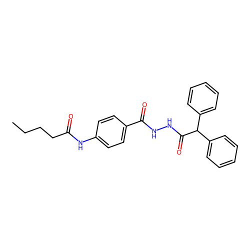N-[4-[[(2,2-diphenylacetyl)amino]carbamoyl]phenyl]pentanamide structure