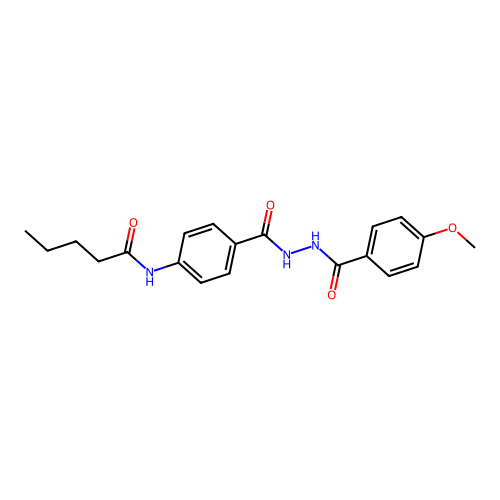 N-[4-[[(4-methoxybenzoyl)amino]carbamoyl]phenyl]pentanamide structure