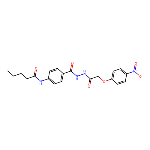 N-[4-[[[2-(4-nitrophenoxy)acetyl]amino]carbamoyl]phenyl]pentanamide structure