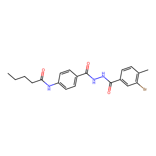 N-[4-[[[(3-bromo-4-methylphenyl)-oxomethyl]hydrazo]-oxomethyl]phenyl]pentanamide structure