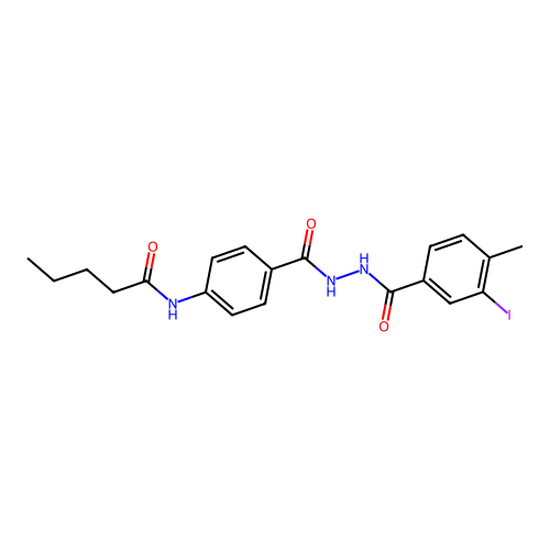 N-[4-[[(3-iodo-4-methylbenzoyl)amino]carbamoyl]phenyl]pentanamide structure